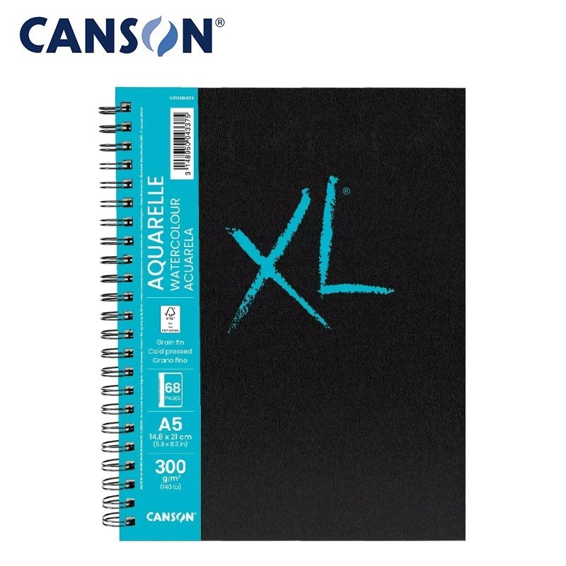 Canson XL Book Aquarelle - Sketchbook A5 di Carta per Acquerello rilegato a spirale - 34 ff.a grana fina da 300 gr/mq