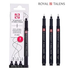 Talens Pigment Fineliner Set - 3 Pennarelli neri a punta ultra fina