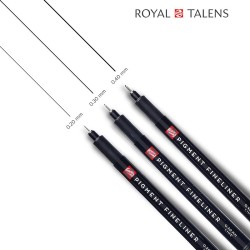 Talens Pigment Fineliner Set - 3 Pennarelli neri a punta ultra fina