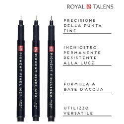 Talens Pigment Fineliner Set - 3 Pennarelli neri a punta ultra fina