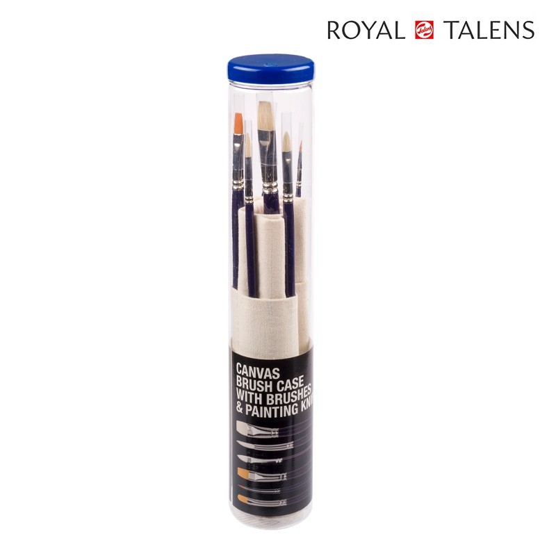 Talens - Set Van Gogh con 6 pennelli per Olio e Acrilico + Portapennelli in tela