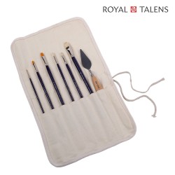Talens - Set Van Gogh con 6 pennelli per Olio e Acrilico + Portapennelli in tela