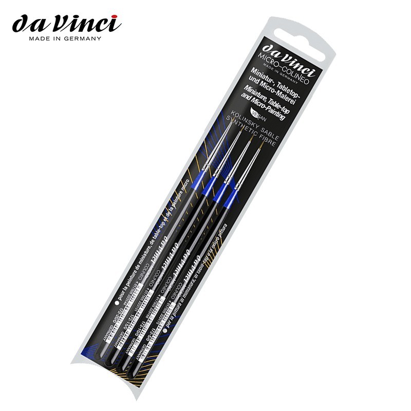 Da Vinci - Set Micro Colineo 4272 con 4 pennelli in fibra sintetica imit. martora per micropittura