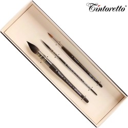 Tintoretto Set ZANGARELLI 7911 - 3 pennelli per acquerello a manico corto in cofanetto di cartone
