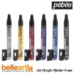 Pébéo ACRYLIC MARKER - Set da 6 pennarelli acrilici con punta tonda da 4 mm