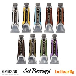 Talens Rembrandt - Set Paesaggi con 9 Colori ad Olio professionali in tubo da 40 ml.