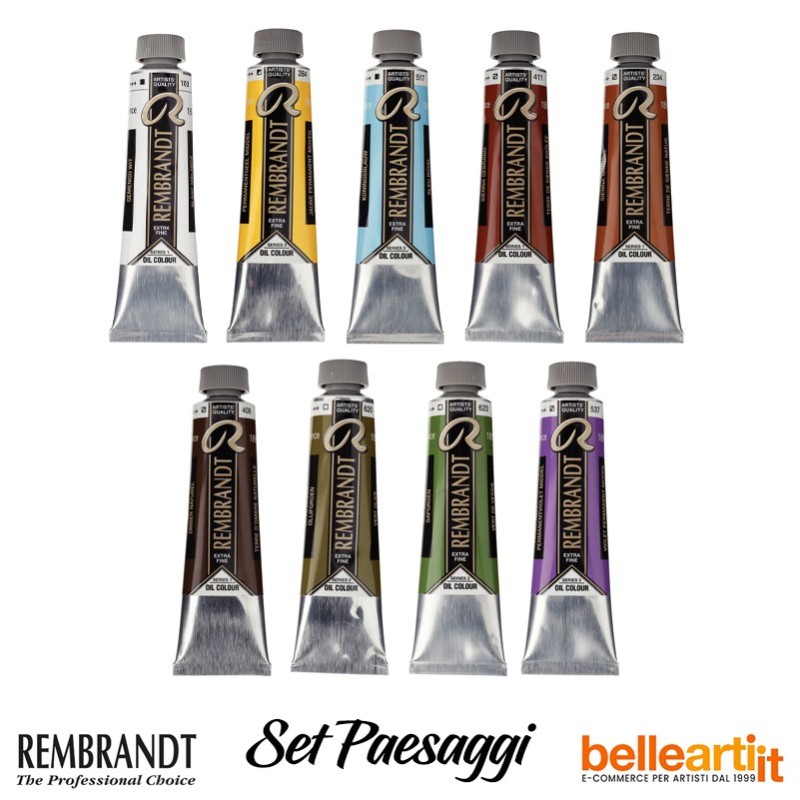 Talens Rembrandt - Set Paesaggi con 9 Colori ad Olio professionali in tubo da 40 ml.