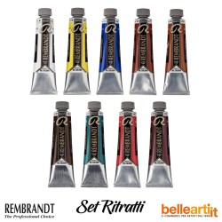 Talens Rembrandt - Set Ritratti con 9 Colori ad Olio professionali in tubo da 40 ml.