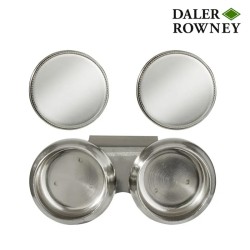 Scodellino doppio in metallo per solventi. Diametro 4 cm. con tappi a vite