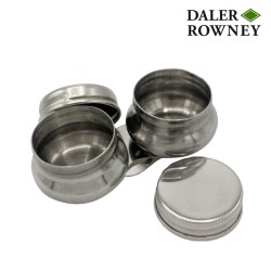 Scodellino doppio in metallo per solventi. Diametro 4 cm. con tappi a vite