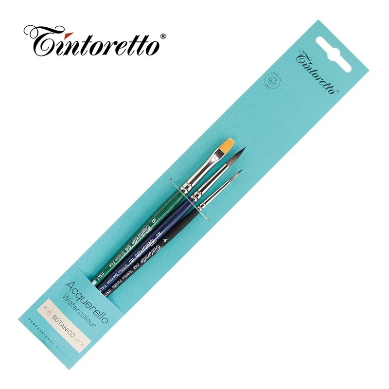 Tintoretto - Set Acquerello BOTANICO 8107 - 3 pennelli a pelo sintetico in blister