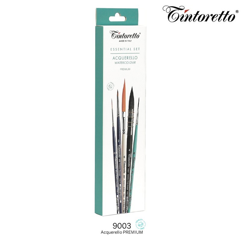 Tintoretto - Set ACQUERELLO PREMIUM 9003 - 5 pennelli a pelo sintetico in blister