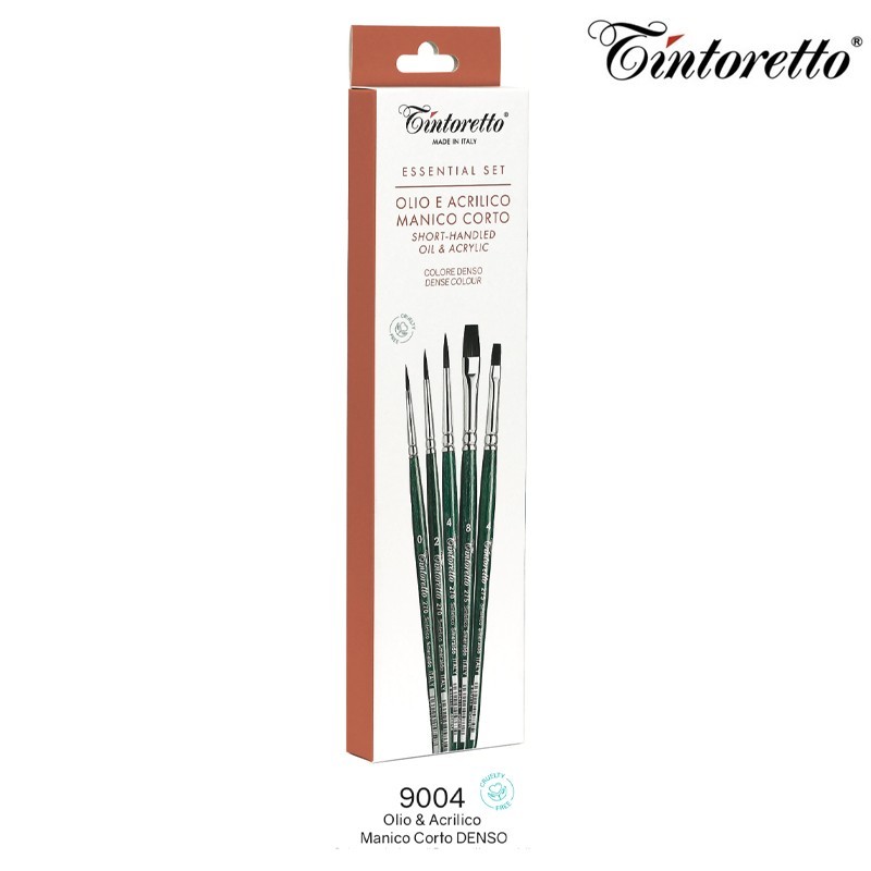 Tintoretto - Set Olio e Acrilico DENSO 9004 - 5 pennelli a pelo sintetico in blister