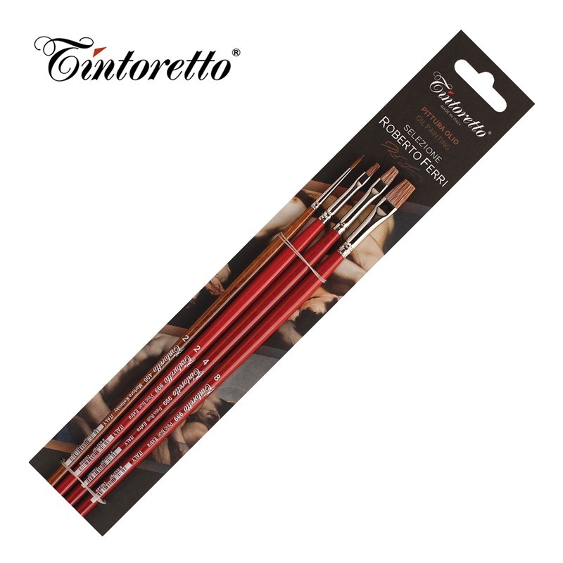 Tintoretto - Set Olio ROBERTO FERRI 8922 - 4 pennelli pelo naturale in blister