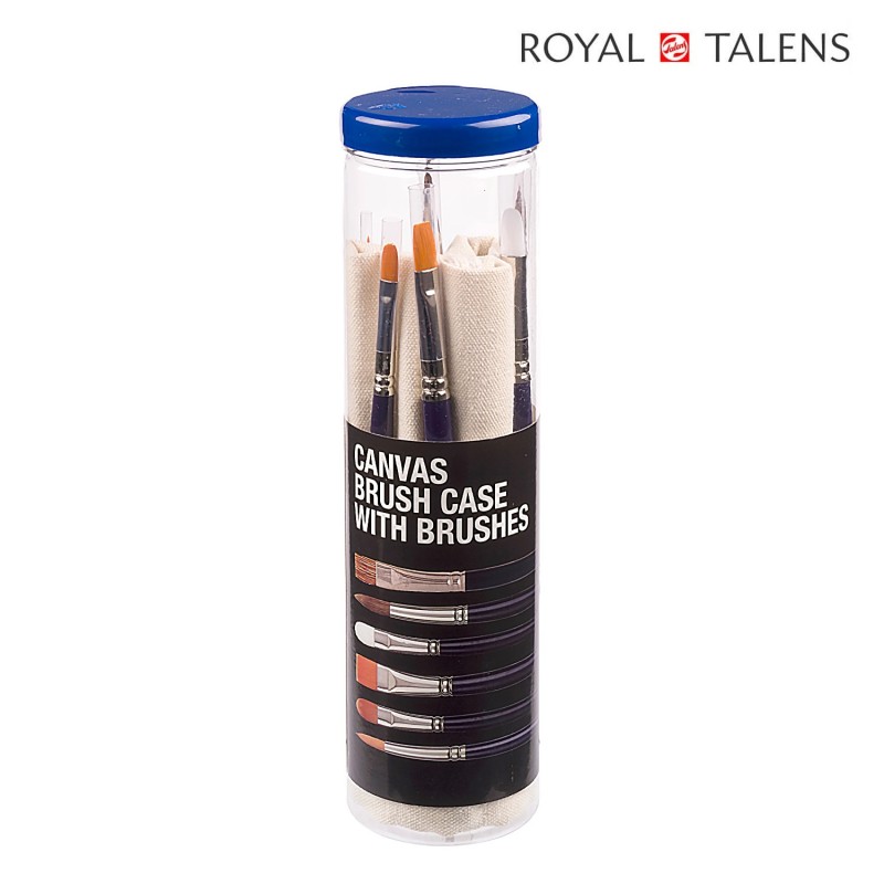 Talens - Set Van Gogh con 6 pennelli per Acquerello + Portapennelli in tela
