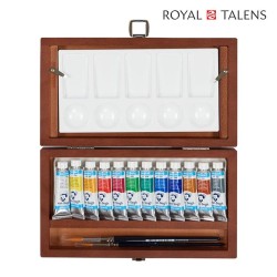 Talens - Van Gogh Watercolour Wooden Box - Cassetta in legno con 12 tubi da 10 ml. e accessori