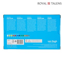 Talens - Van Gogh Watercolour Wooden Box - Cassetta in legno con 12 tubi da 10 ml. e accessori