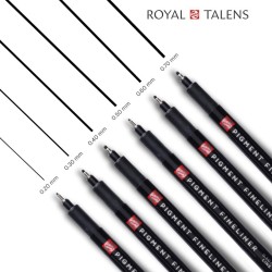 Talens Pigment Fineliner Set - 6 Pennarelli neri a punta ultra fina