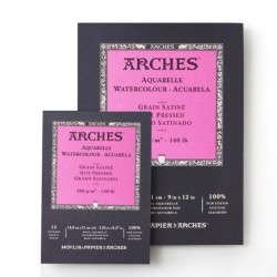 ARCHES - BLOCCHI DA 12 ff DI CARTA PER ACQUERELLO COTONE 100%, GRANA SATINATA 300 Gr.