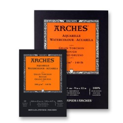 ARCHES - BLOCCHI DA 12 ff DI CARTA PER ACQUERELLO IN COTONE 100%, GRANA TORCHON DA 300 Gr.