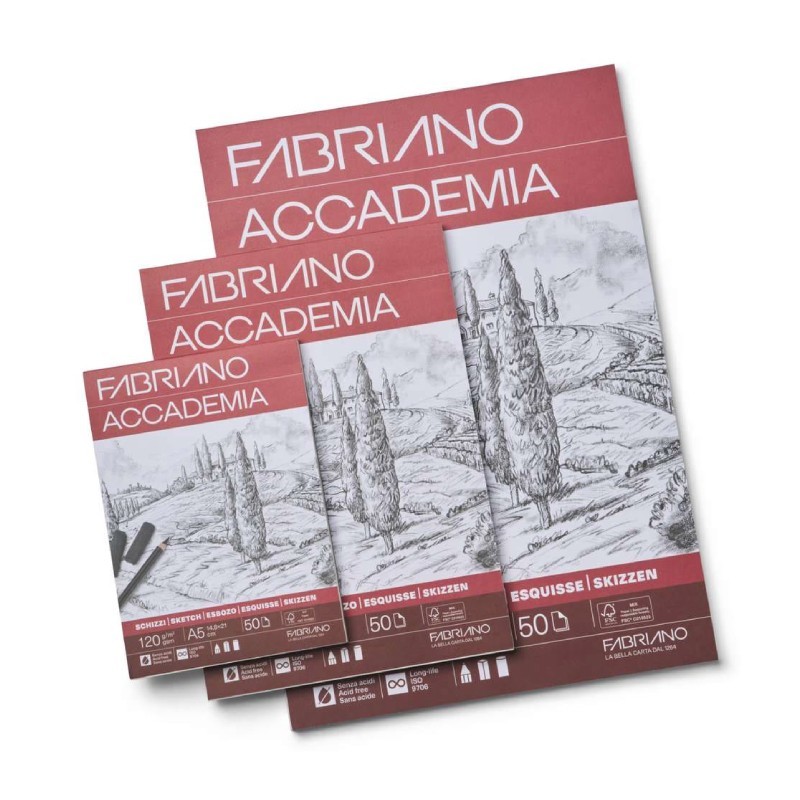 Fabriano Accademia Sketching - Blocchi da schizzo e disegno con 50 fogli 120 gr/mq