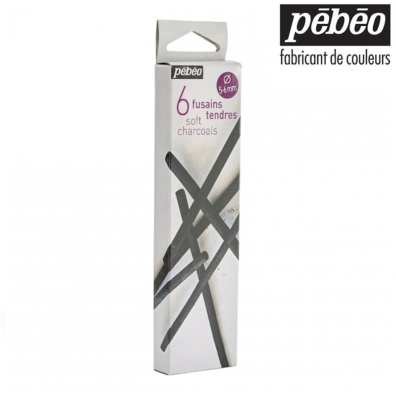 Pébéo Charcoal Box - 6 Bastoncini di Fusaggine diametro 5/6 mm