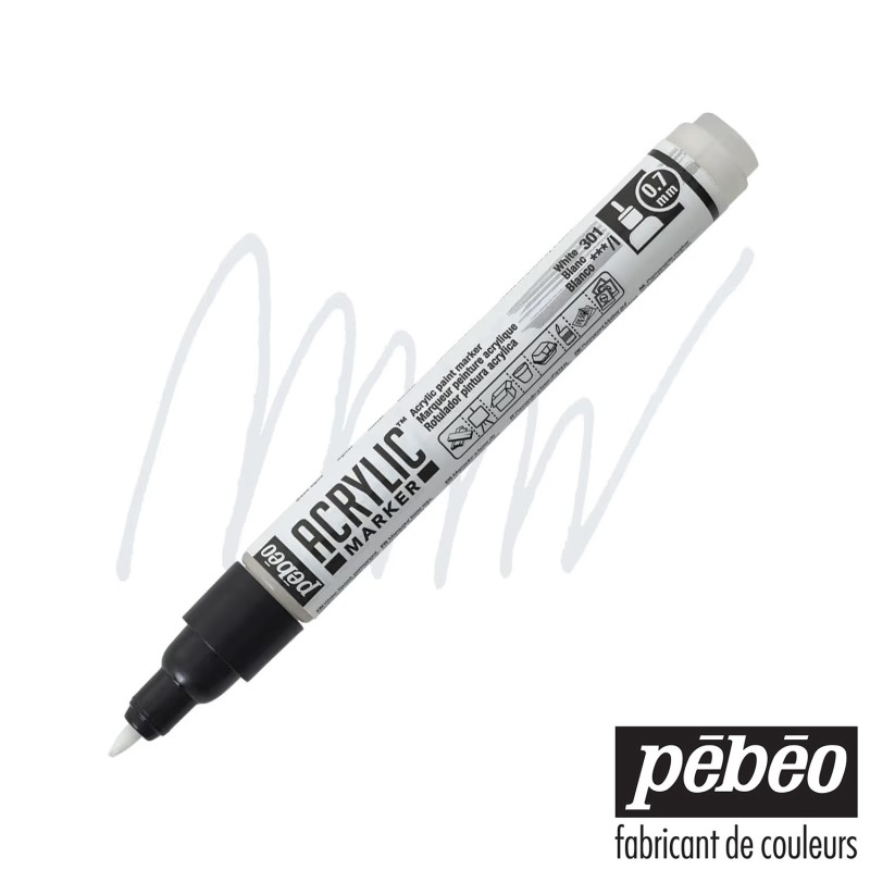 Pébéo - Pennarello Acrilico Bianco - Punta fine Tonda da 0,7 mm