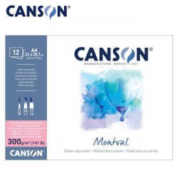 Canson Montval - Blocchi di carta per Acquerello - 12 fogli a Grana satinata da 300 gr/mq.