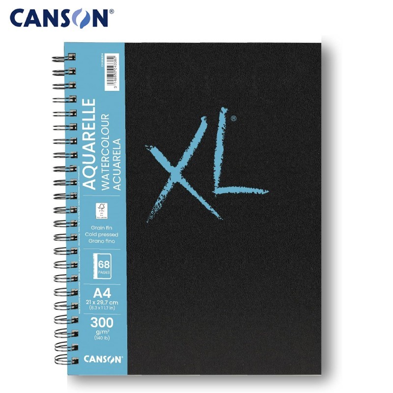 Canson XL Book Aquarelle - Sketchbook A4 di Carta per Acquerello rilegato a spirale - 34 ff.a grana fina da 300 gr/mq